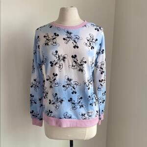 DISNEY Sweatshirt Womens Sz Small Blue Pink Ombré Mickey Mouse Minnie